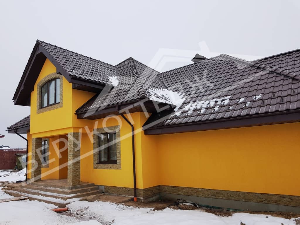 Двухэтажный дом с мансардной крышей в Дубне - фасад (3)