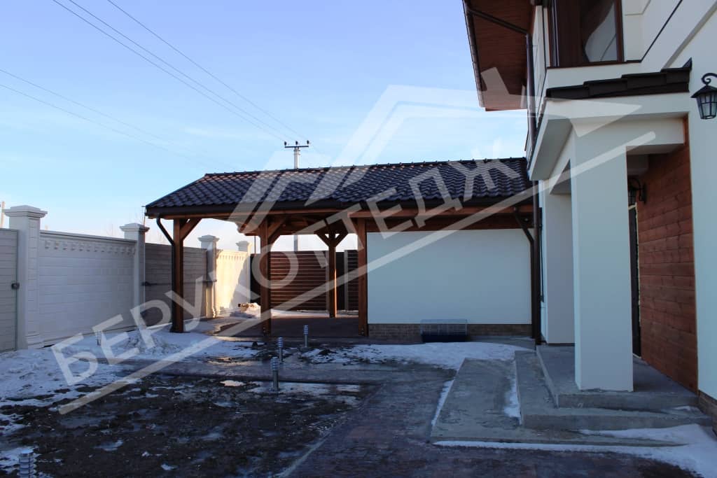 Гараж - двухэтажный монолитно-каркасный дом в Чеховском районе